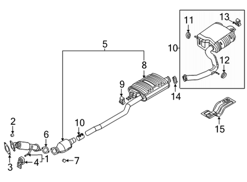 2022 Hyundai Santa Cruz Exhaust Components MUFFLER COMPLETE-CENTER Diagram for 28600-K5380