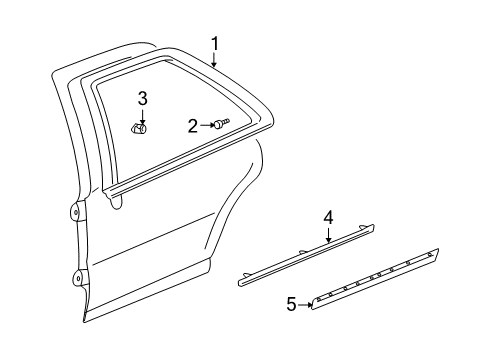 2001 Cadillac Seville Exterior Trim - Rear Door Molding Asm-Rear Side Door Lower *Paint To Mat Diagram for 25694067