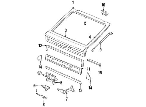 1990 Honda CRX Tail Gate Cylinder, Tailgate Diagram for 74812-SH2-043