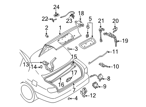 2000 Nissan Maxima Trunk Wire-Trunk Lid Diagram for 84692-4Y900