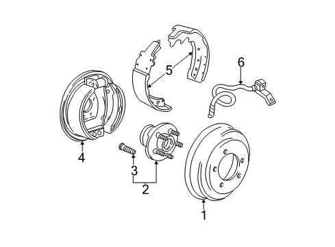 2005 Dodge Caravan Rear Brakes Plate-Rear Drum Brake Diagram for 5093238AB