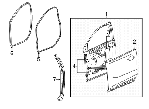 2022 Buick Encore GX Door & Components Weatherstrip On Body Diagram for 42708690