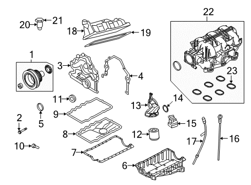 2005 Ford Mustang Intake Manifold Pulley Bolt Diagram for E7RY-6A340-B