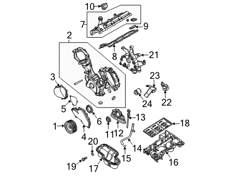 2009 Nissan Pathfinder Engine Parts, Mounts, Cylinder Head & Valves, Camshaft & Timing, Oil Pan, Oil Pump, Crankshaft & Bearings, Pistons, Rings & Bearings, Variable Valve Timing Plate-Catch, Oil Diagram for 11112-ZE00A