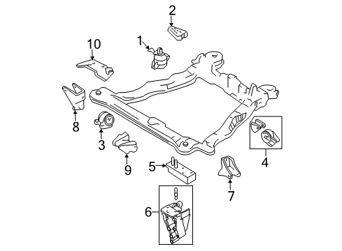 2006 Hyundai Tiburon Engine & Trans Mounting Bracket-Roll Support, Rear Diagram for 45217-39661