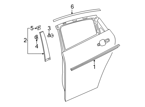 2020 Buick Regal TourX Exterior Trim - Rear Door Reveal Molding Diagram for 13463924