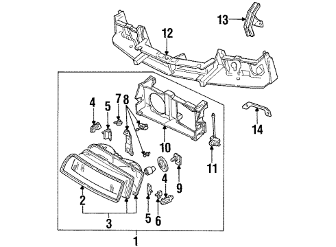 1995 Chevrolet Beretta Headlamps Bracket-Mounting (LH) Diagram for 16506197