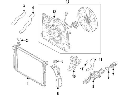 2017 Genesis G90 Cooling System, Radiator, Water Pump, Cooling Fan Blower Assembly Diagram for 25380D2000