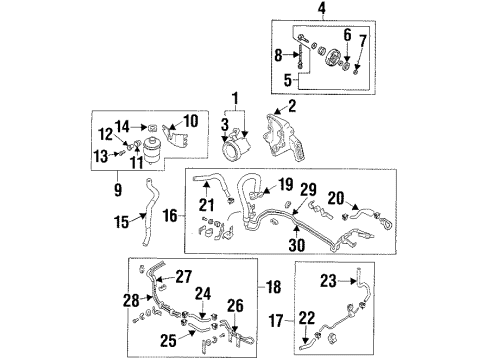 1998 Infiniti Q45 P/S Pump & Hoses, Steering Gear & Linkage Power Steering Suction Hose Assembly Diagram for 49717-6P000