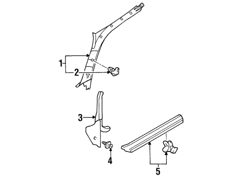 1998 Ford Escort Interior Trim - Pillars, Rocker & Floor Weatherstrip Pillar Trim Diagram for F8CZ6303599AAA