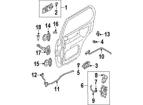 1998 Isuzu Rodeo Front Door Lock Door, Rear Door Diagram for 8-97236-334-0