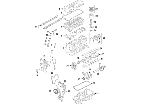 2010 BMW X5 Engine Parts, Mounts, Cylinder Head & Valves, Camshaft & Timing, Variable Valve Timing, Oil Pan, Oil Pump, Balance Shafts, Crankshaft & Bearings, Pistons, Rings & Bearings Timing Chain Diagram for 11318506869