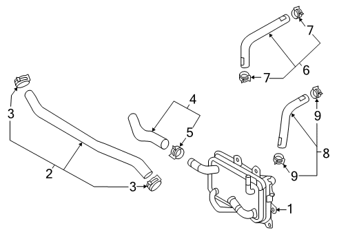 2019 Kia Optima Trans Oil Cooler Hose Assembly-Radaator, Lower Diagram for 25415D5501