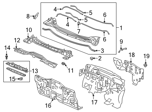 2020 Honda Clarity Cowl Lid Comp, Da/Bd Up Diagram for 74290-TRW-A00