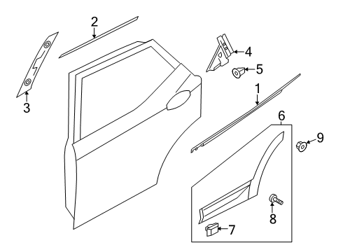 2019 Hyundai Santa Fe Exterior Trim - Rear Door GARNISH Assembly-RR Dr Side, RH Diagram for 87732-S2200