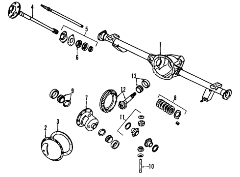 1991 Jeep Wrangler Rear Axle, Differential, Propeller Shaft Cup-Drive PINION Bearing Diagram for J0052879