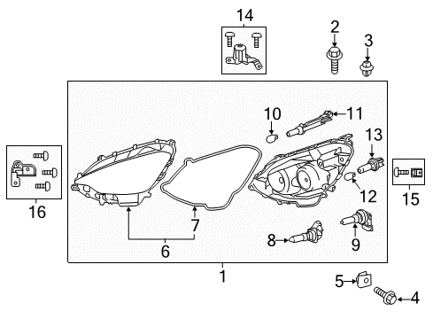 2013 Toyota Prius C Bulbs Gasket, Headlamp Lens Diagram for 81132-50590