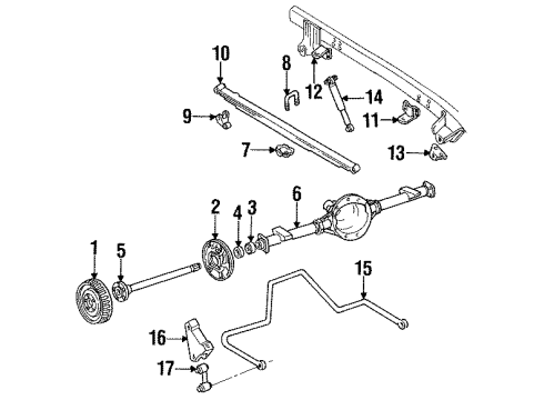 1995 GMC K1500 Suburban Rear Brakes U-Bolt Diagram for 15529596