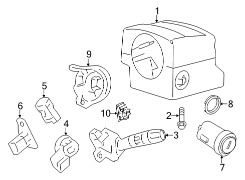 2008 Lincoln Navigator Shroud, Switches & Levers Shroud Assembly Diagram for 7L7Z-3530-AA