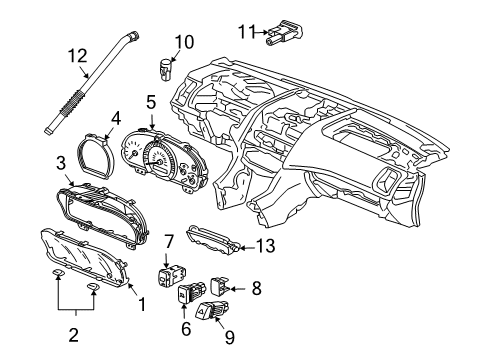 2003 Honda Accord Instruments & Gauges Lid, Switch Hole *NH167L* (GRAPHITE BLACK) Diagram for 77625-SDA-A01ZA