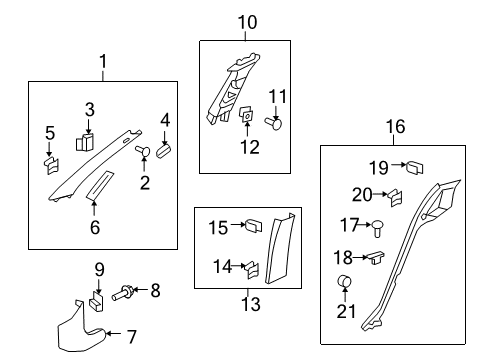 2008 Pontiac G8 Interior Trim - Pillars, Rocker & Floor Molding, Windshield Side Garnish Diagram for 92226268