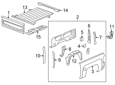 2019 Chevrolet Silverado 3500 HD Pick Up Box Components Heat Shield Diagram for 23445324