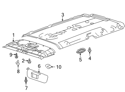 2011 Ford E-350 Super Duty Interior Trim - Roof Sunvisor Diagram for 9C2Z-1604104-BB