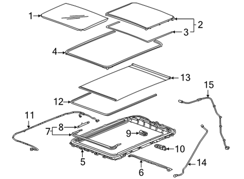 2021 Chevrolet Tahoe Sunroof Fixed Glass Bolt Diagram for 15936283