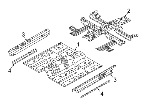 2019 Hyundai Sonata Pillars, Rocker & Floor - Floor & Rails Panel Assembly-Center Floor Diagram for 65110-E6700