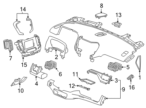 2018 GMC Terrain Navigation System Air Vent Grille Diagram for 84421920