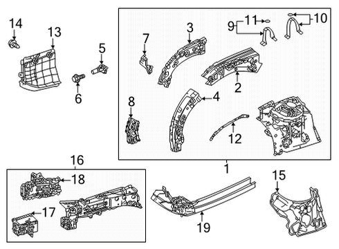 2022 Toyota Highlander Structural Components & Rails Seal, Front Fender To C Diagram for 53868-11010