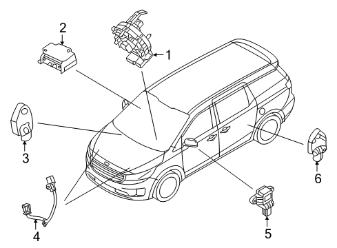 2018 Kia Sedona Air Bag Components Clock Spring Contact Assembly Diagram for 93490A9420