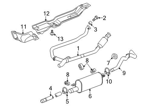 2008 Dodge Ram 1500 Exhaust Components MUFFLER-Exhaust Diagram for 52122164AC