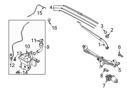 2020 Hyundai Sonata Wipers Passeger Windshield Wiper Blade Assembly Diagram for 98360D4000