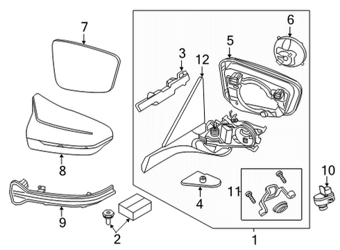 2020 BMW M8 Gran Coupe Outside Mirrors HEATED OUTSIDE MIRROR, MEMOR Diagram for 51168080264