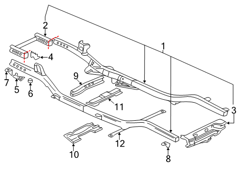 2008 Chevrolet Trailblazer Frame & Components Frame Asm Diagram for 15887726