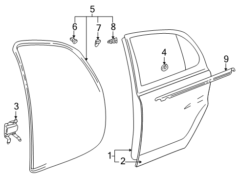 Diagram for 2000 Toyota Echo Rear Door 