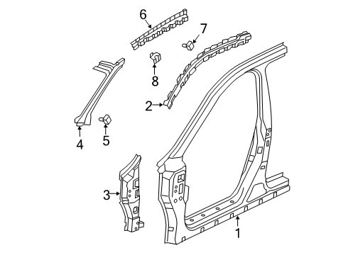 2019 Infiniti QX50 Aperture Panel, Hinge Pillar INSULATOR-Body Side Inner Diagram for 76884-5NA0C