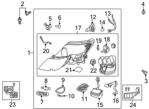 2009 Lexus LS600h Headlamp Washers/Wipers Right Passenger Bare Led Headlight Head Lamp Diagram for 81110-50432