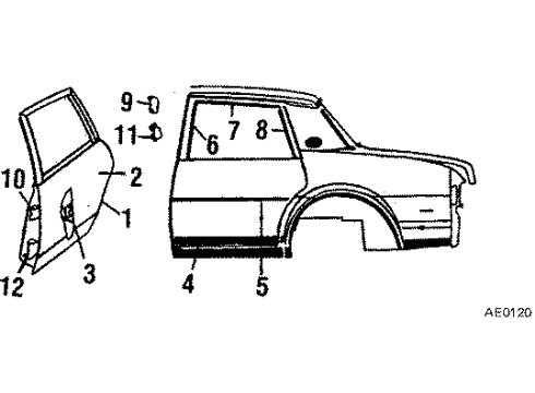 1984 Buick Skylark Rear Door S/Strap Diagram for 20376227