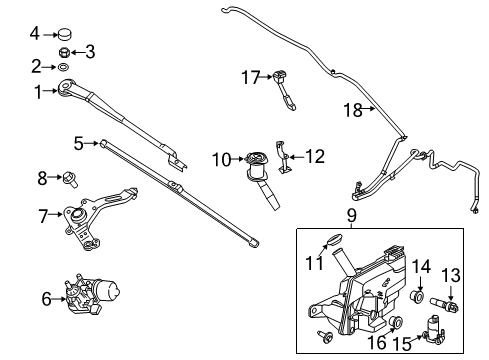 2015 Ford Focus Windshield - Wiper & Washer Components Washer Hose Diagram for F1EZ-17A605-B