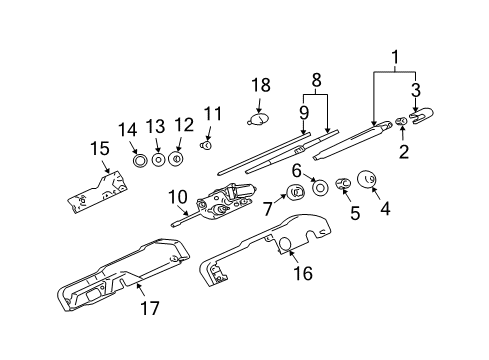 2006 Mitsubishi Endeavor Wiper & Washer Components Nut-Window WIPER Diagram for MF430004