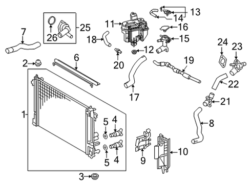 2021 Toyota Prius Prime Radiator & Components Upper Hose Diagram for 16261-37240