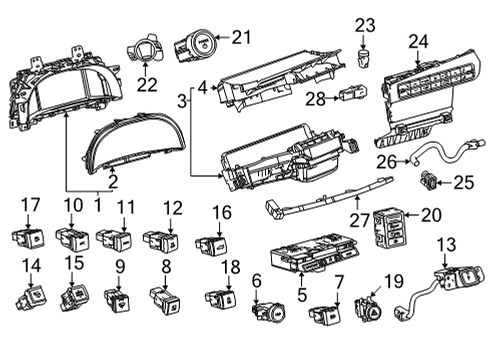 2022 Toyota Mirai Cluster & Switches, Instrument Panel Power Switch Diagram for 89611-30142