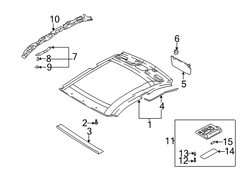 2003 Hyundai Elantra Interior Trim - Roof Overhead Console Lamp Assembly Diagram for 92820-2D001-ZR