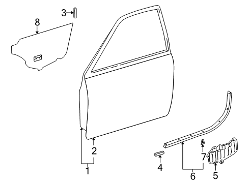 1997 Toyota Camry Front Door Door Weatherstrip Diagram for 67862-AA020