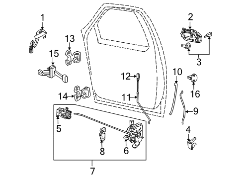 2007 Lincoln Mark LT Front Door - Lock & Hardware Handle, Outside Diagram for 6L3Z-1522405-DG