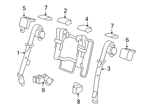 2007 Cadillac Escalade Seat Belt Center Seat Belt Diagram for 19151105