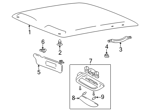 2001 Hyundai Accent Interior Trim - Roof Room Lamp Assembly Diagram for 92800-25000-ZR