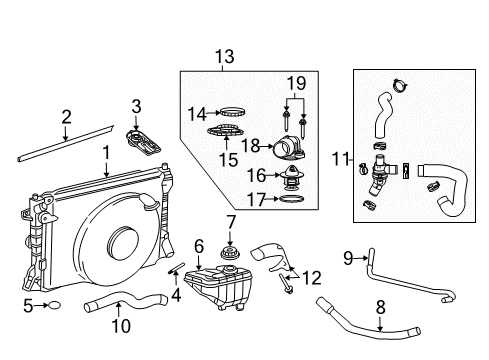 2007 Ford Mustang Radiator & Components Thermostat Unit Gasket Diagram for 4R3Z-8C387-A